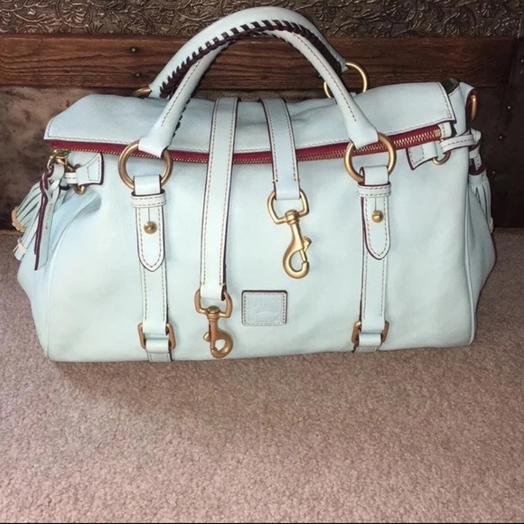 Dooney & Bourke Handbags - Dooney & Bourke large Florentine satchel in Aqua with strap